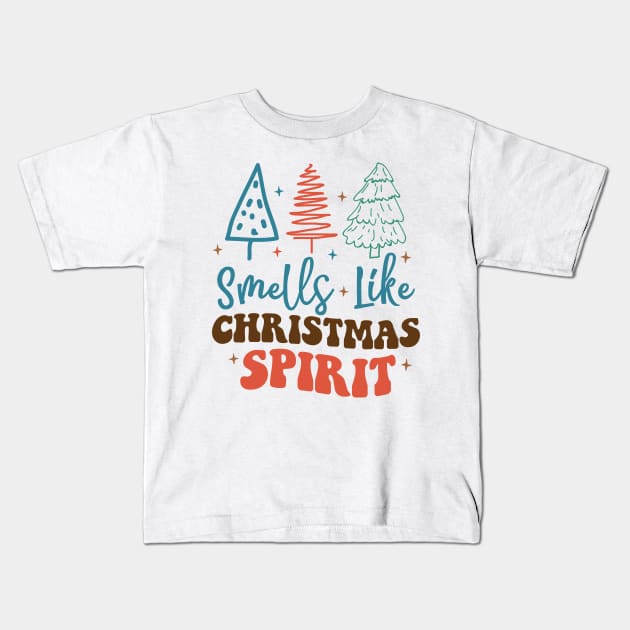 Smells Like Christmas Spirit Kids T-Shirt by MZeeDesigns